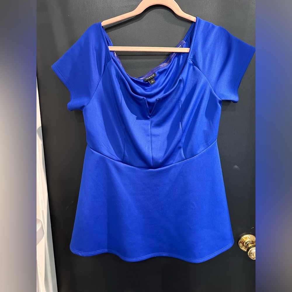 Off the shoulder scuba material peplum shirt Torrid